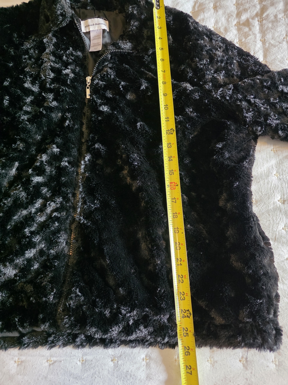 Alfred Dunner Black Faux Fur Teddy Jacket with Zip - Picture 4 of 5